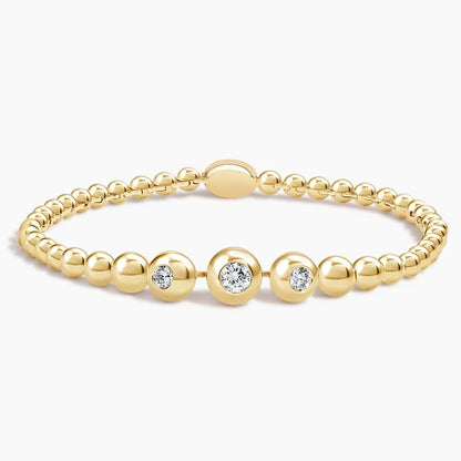 Bezel Diamond Graduated Bead Stretch Bracelet