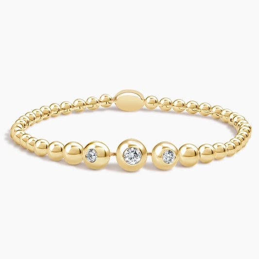 Bezel Diamond Graduated Bead Stretch Bracelet