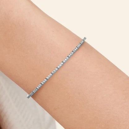 Pavé Diamond Bar Station Line Tennis Bracelet