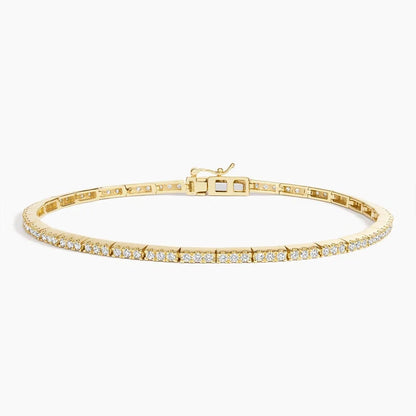Pavé Diamond Bar Station Line Tennis Bracelet
