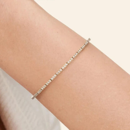 Pavé Diamond Bar Station Line Tennis Bracelet