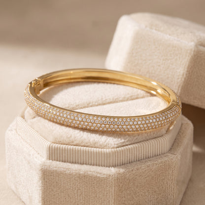 Multi-Row Micro-Pavé Diamond Hinged Bangle Bracelet