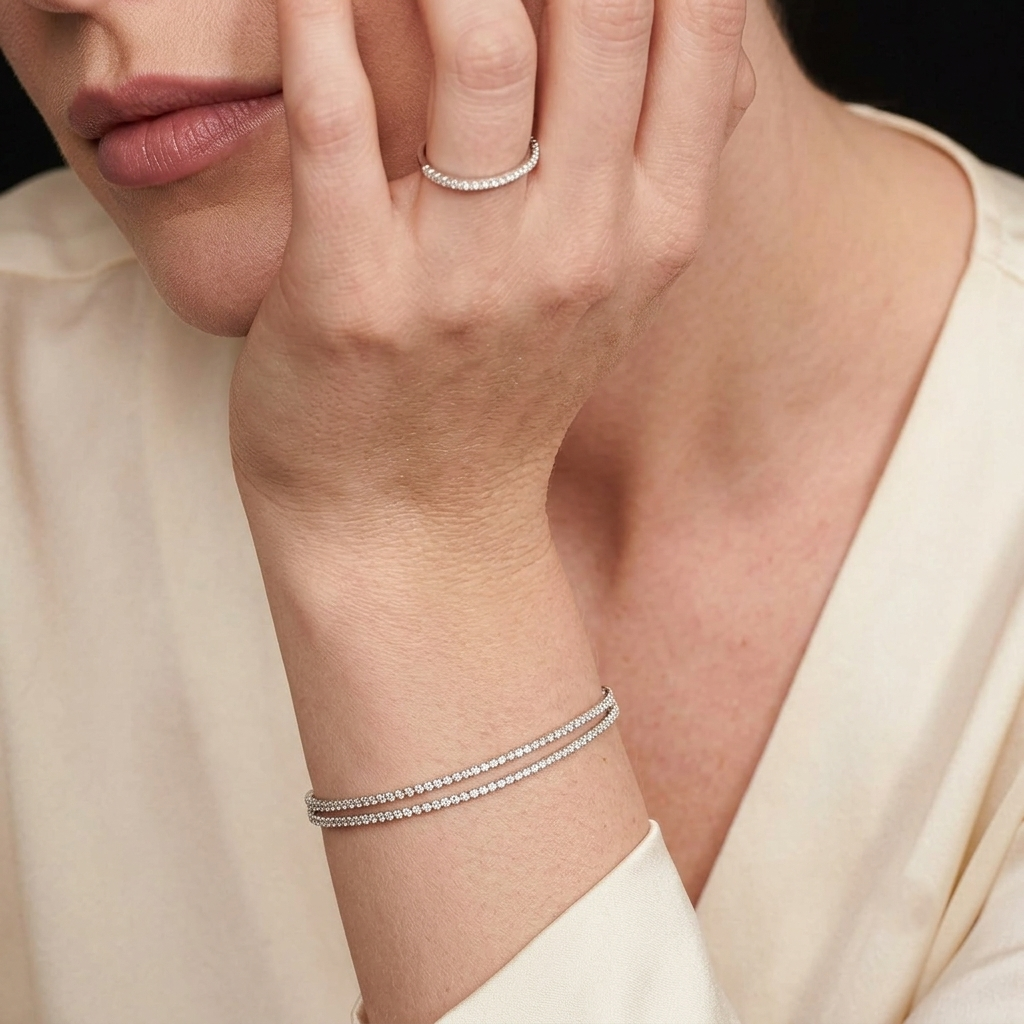 double strand diamond twisted tennis bracelet