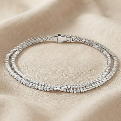 Double Strand Diamond Twisted Tennis Bracelet