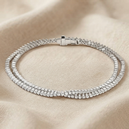 Double Strand Diamond Twisted Tennis Bracelet