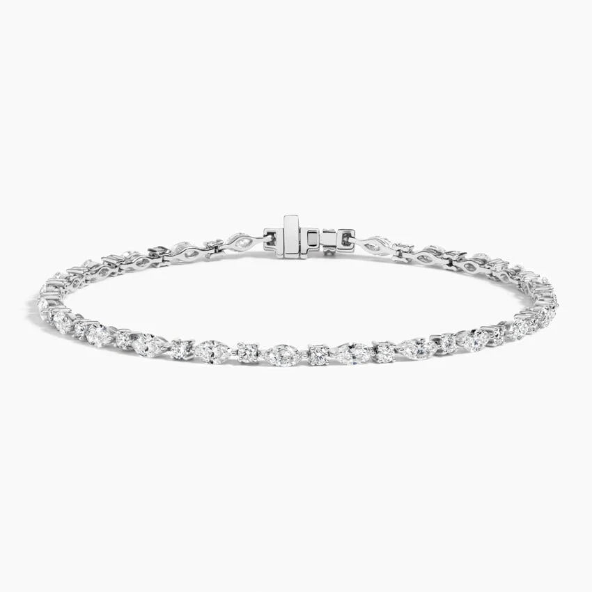 alternating marquise and round diamond tennis bracelet