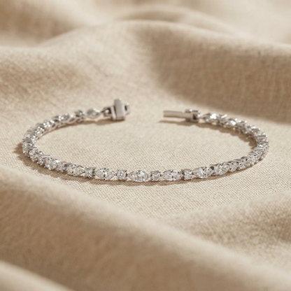 Alternating Marquise and Round Diamond Tennis Bracelet