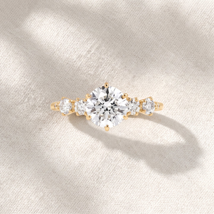 Round Lab Grown Diamond Side Stone Engagement Ring