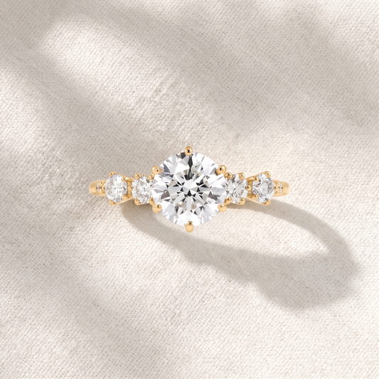 Round Lab Grown Diamond Side Stone Engagement Ring