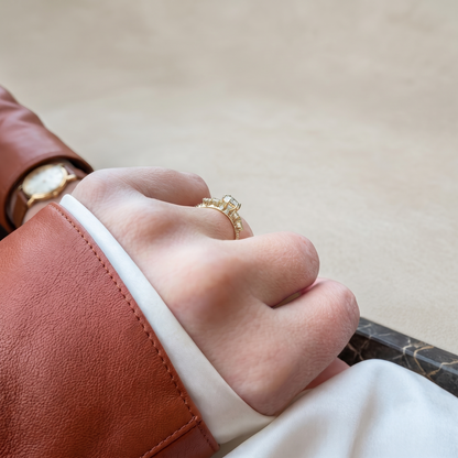 Round Lab Grown Diamond Side Stone Engagement Ring