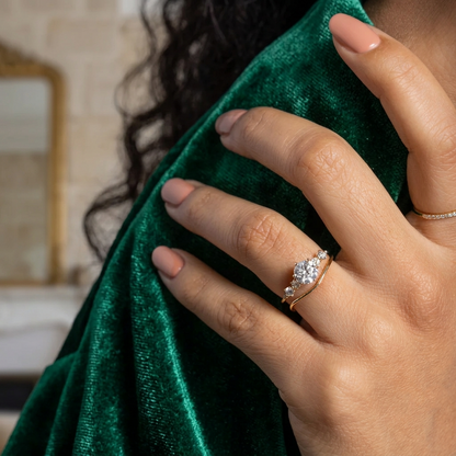 Round Lab Grown Diamond Side Stone Engagement Ring