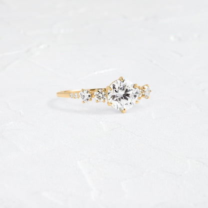 Round Lab Grown Diamond Side Stone Engagement Ring