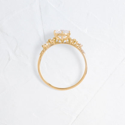 Round Lab Grown Diamond Side Stone Engagement Ring