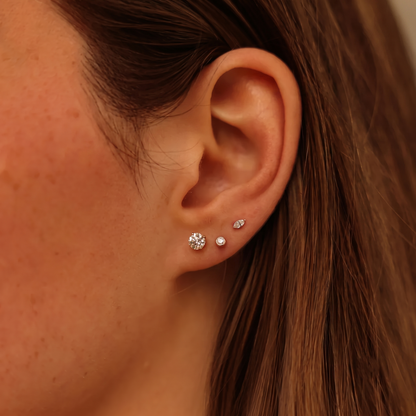 Gold Bezel Set Round Diamond Stud Earrings