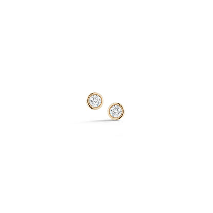 Gold Bezel Set Round Diamond Stud Earrings