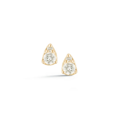 Gold Pear Shaped Teardrop Diamond Cluster Stud Earrings