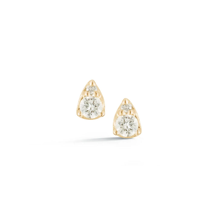 Gold Pear Shaped Teardrop Diamond Cluster Stud Earrings