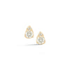 Gold Pear Shaped Teardrop Diamond Cluster Stud Earrings