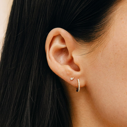 Gold Pear Shaped Teardrop Diamond Cluster Stud Earrings