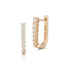 Gold Shared-Prong Round Diamond Oval Huggie Hoop Earrings