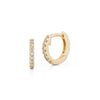 Gold Diamond Huggie Hoop Earrings with Pavé Round Stones
