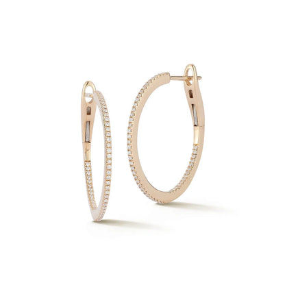 Gold Inside-Out Pavé Diamond Oval Hoop Earrings
