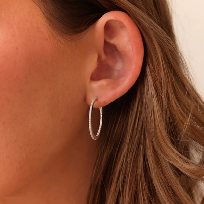 Gold Inside-Out Pavé Diamond Oval Hoop Earrings