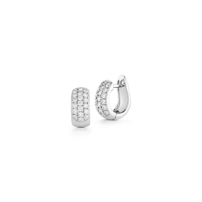 Gold Multi-Row Diamond Pavé Wide Huggie Hoop Earrings