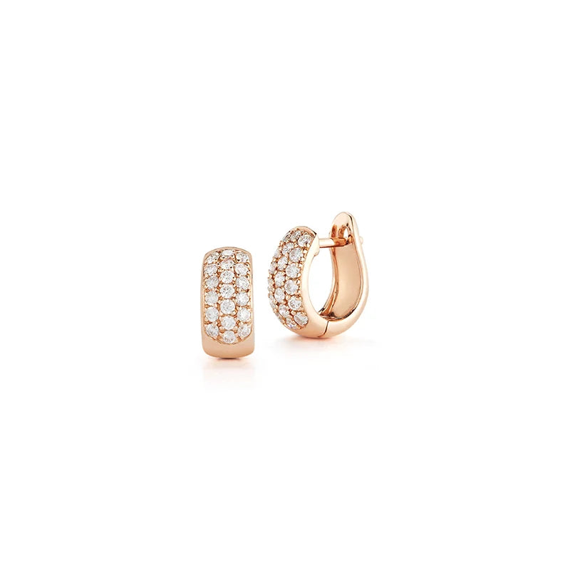 gold multi-row diamond pavé wide huggie hoop earrings