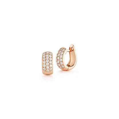 Gold Multi-Row Diamond Pavé Wide Huggie Hoop Earrings