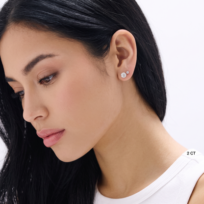 Gold Three-Prong Round Diamond Martini Stud Earrings