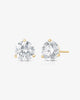 Gold Three-Prong Round Diamond Martini Stud Earrings