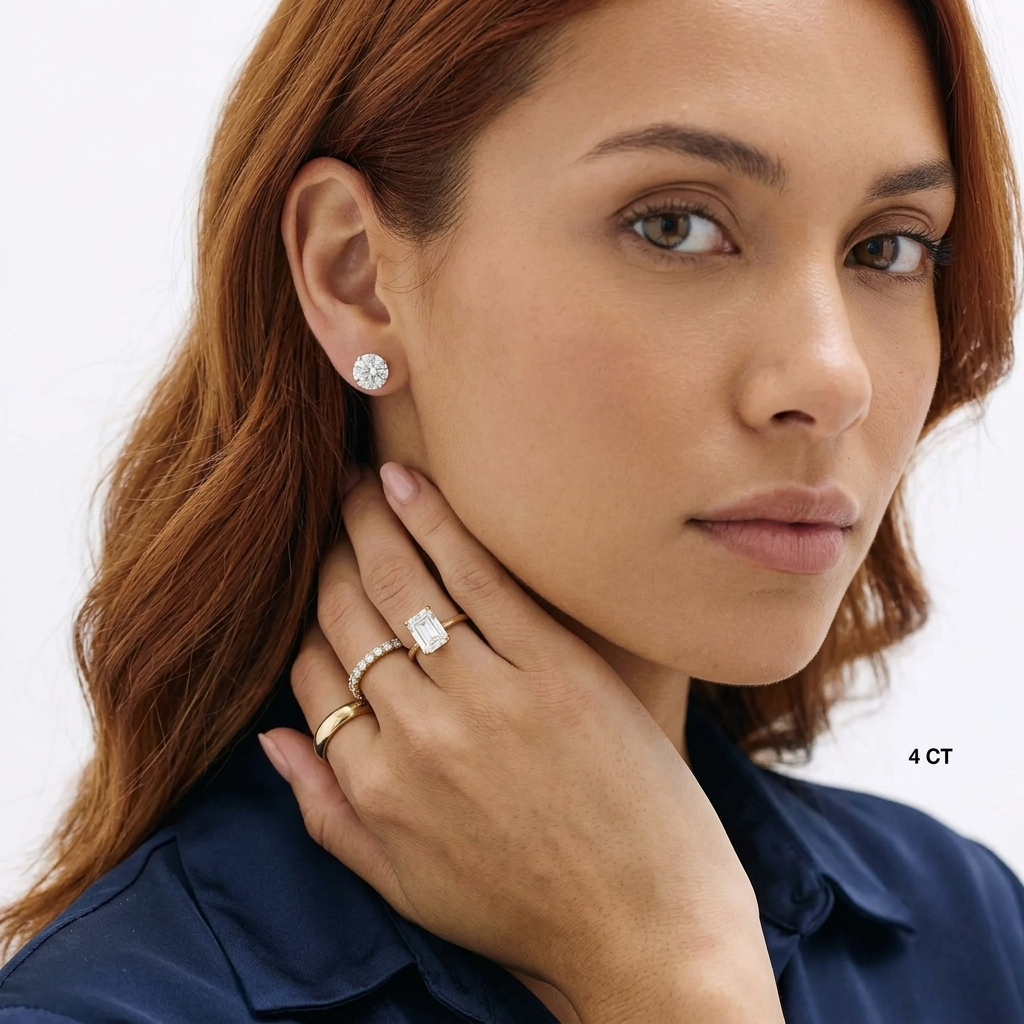 gold three-prong round diamond martini stud earrings