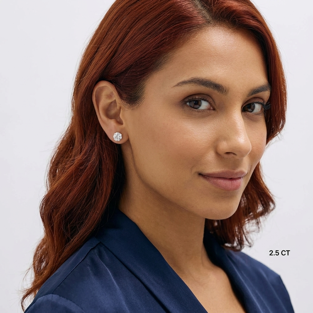 gold three-prong round diamond martini stud earrings