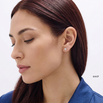 Gold Three-Prong Round Diamond Martini Stud Earrings