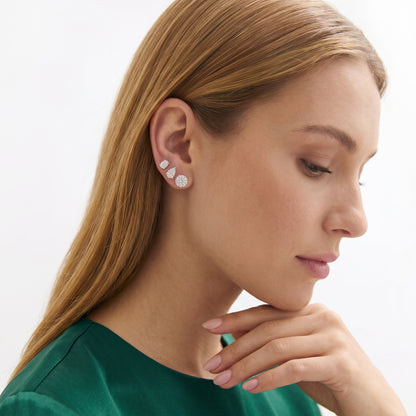 Gold Three-Prong Round Diamond Martini Stud Earrings
