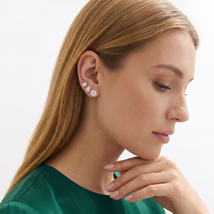 Gold Three-Prong Round Diamond Martini Stud Earrings