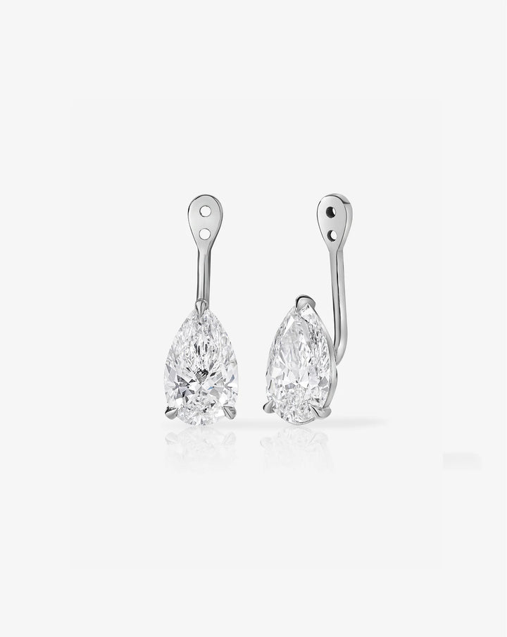 White Gold Pear Cut Diamond Earring Jackets