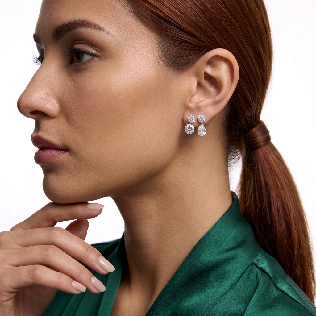 white gold pear cut diamond earring jackets