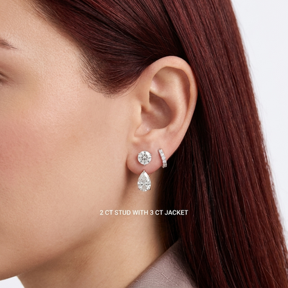 White Gold Pear Cut Diamond Earring Jackets
