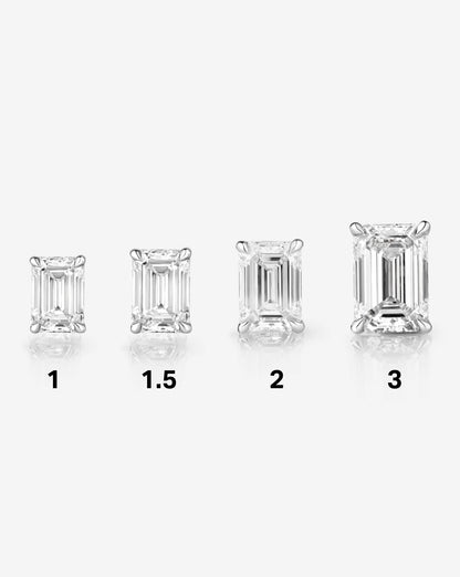 White Gold Emerald Cut Diamond Stud Earrings