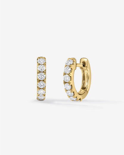 Shared-Prong Round Diamond Huggie Hoop Earrings