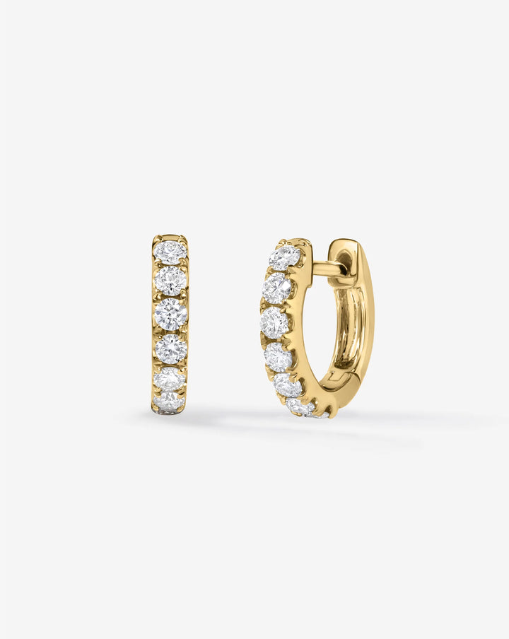 Shared-Prong Round Diamond Huggie Hoop Earrings