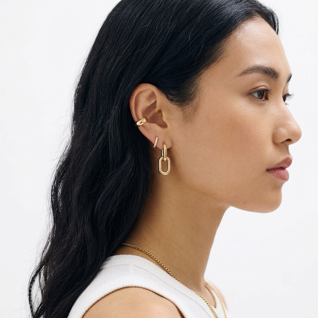 shared-prong round diamond huggie hoop earrings