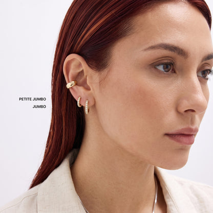 Shared-Prong Round Diamond Huggie Hoop Earrings