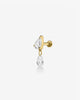 Double Pear Cut Diamond Flat Back Piercing Stud Earring