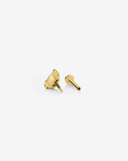 Double Pear Cut Diamond Flat Back Piercing Stud Earring