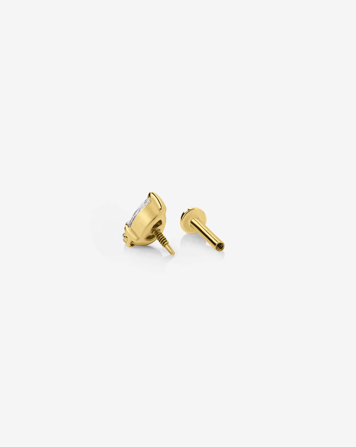 Double Pear Cut Diamond Flat Back Piercing Stud Earring
