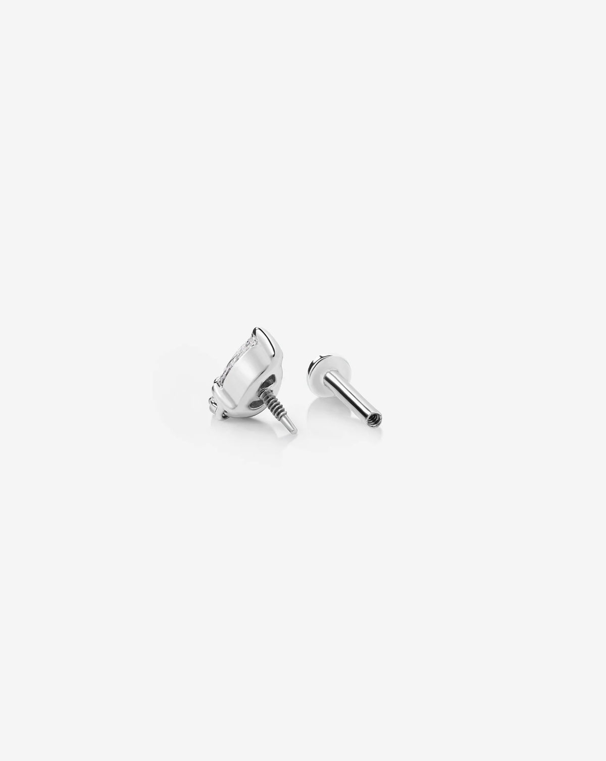 double pear cut diamond flat back piercing stud earring