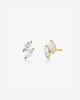 Gold Double Marquise Cut Diamond Cluster Stud Earrings